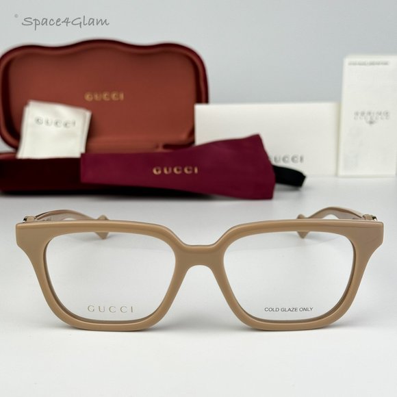 BRAND NEW Gucci GG1536O 007 Nude Women Square Eyeglasses GG 1536O - Picture 1 of 9